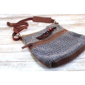 The Sak Handcrafted Brown & Blue Woven Shoulder Bag with Tassel